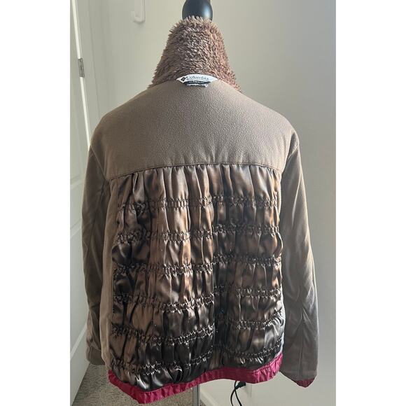 Columbia Red Satin Faux Fur Collar Omni Shield Zip Up Puffer Winter Jacket 2XL - Picture 7 of 11